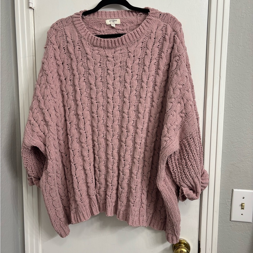 Cozy Pink Cable Knit Sweater
